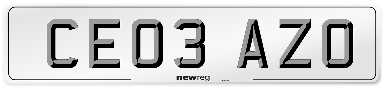 CE03 AZO Number Plate from New Reg